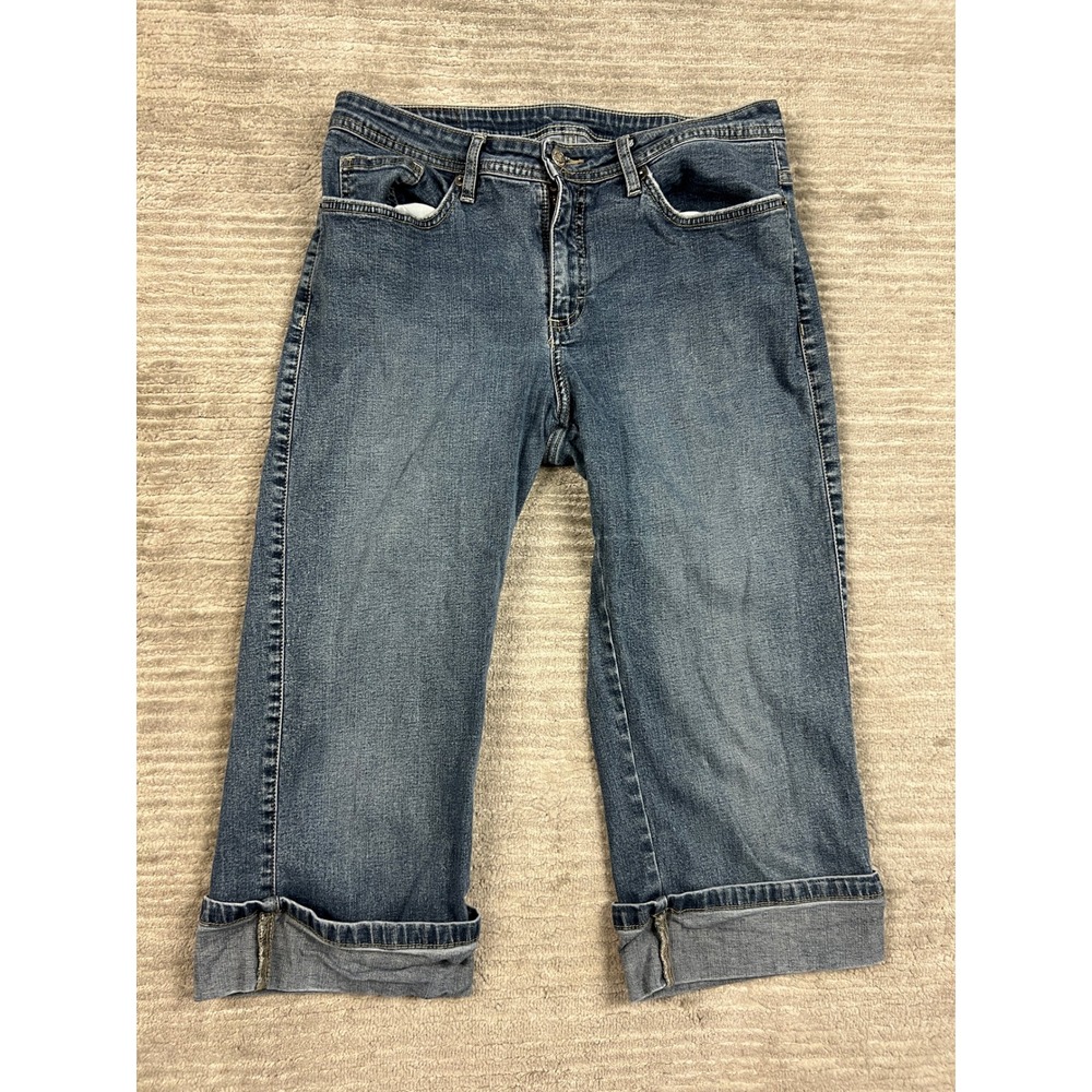 Lee Denim Capris Womens 10M‎ Blue Medium Wash Cuffed Cropped Jeans LMKH50861